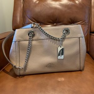 Metallic Beige Coach Handbag / Purse